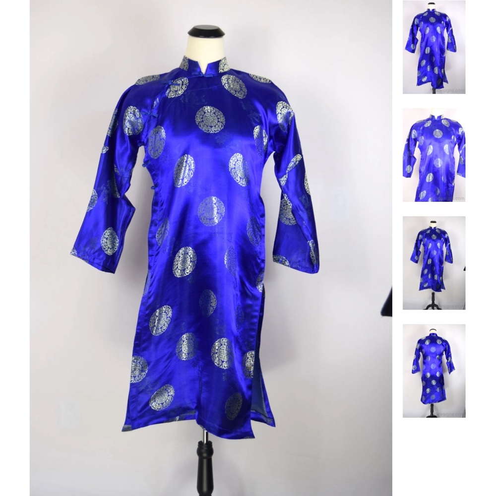 Ben Thanh Traditional Asian Vietnamese Silk Royal Blue Kimono S Ao Dais
